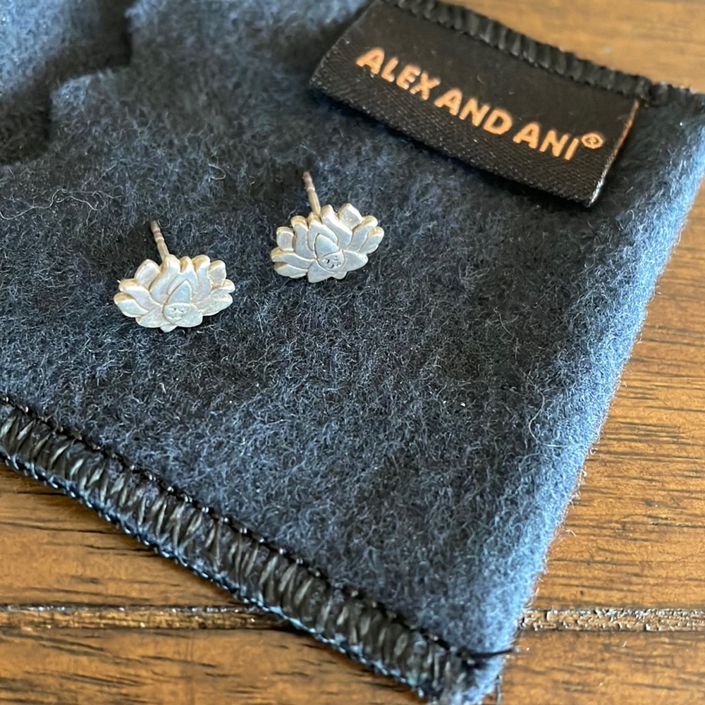 Alex and Ani lotus silver earrings